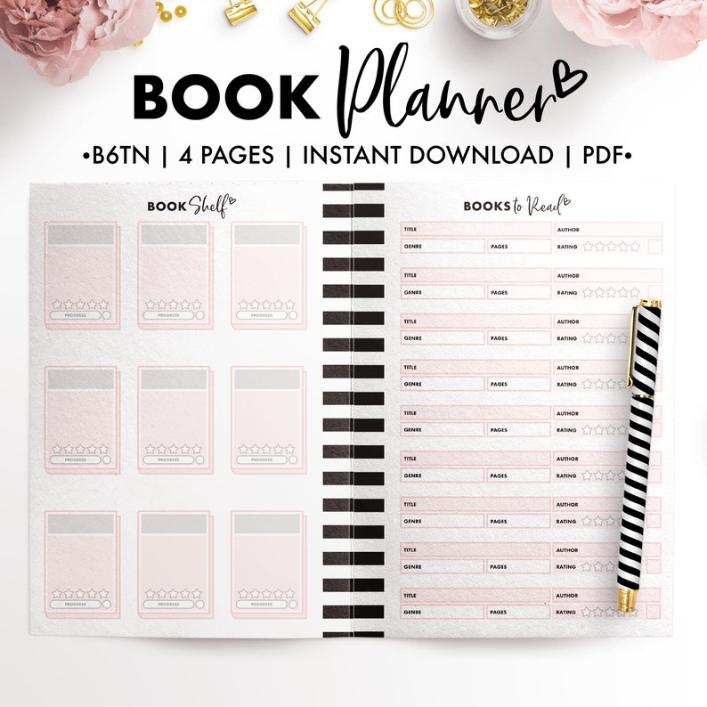 B6TN Book Planner Bookshelf Book Planner Printable Insert Etsy
