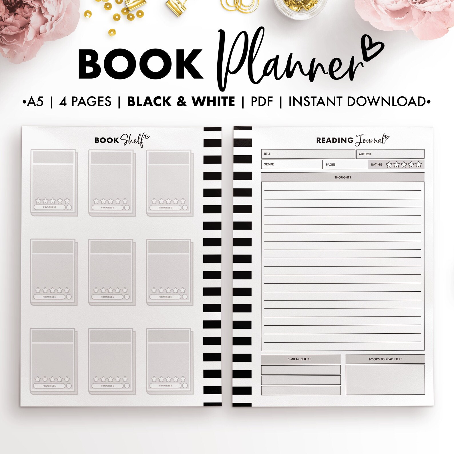 Free A5 Planner Black And White Printables