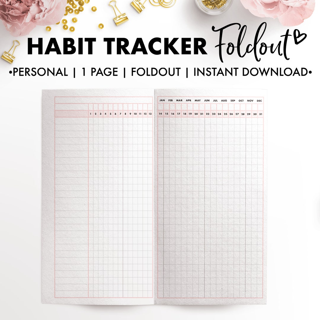 Personal Size Habit Tracker Foldout - Etsy