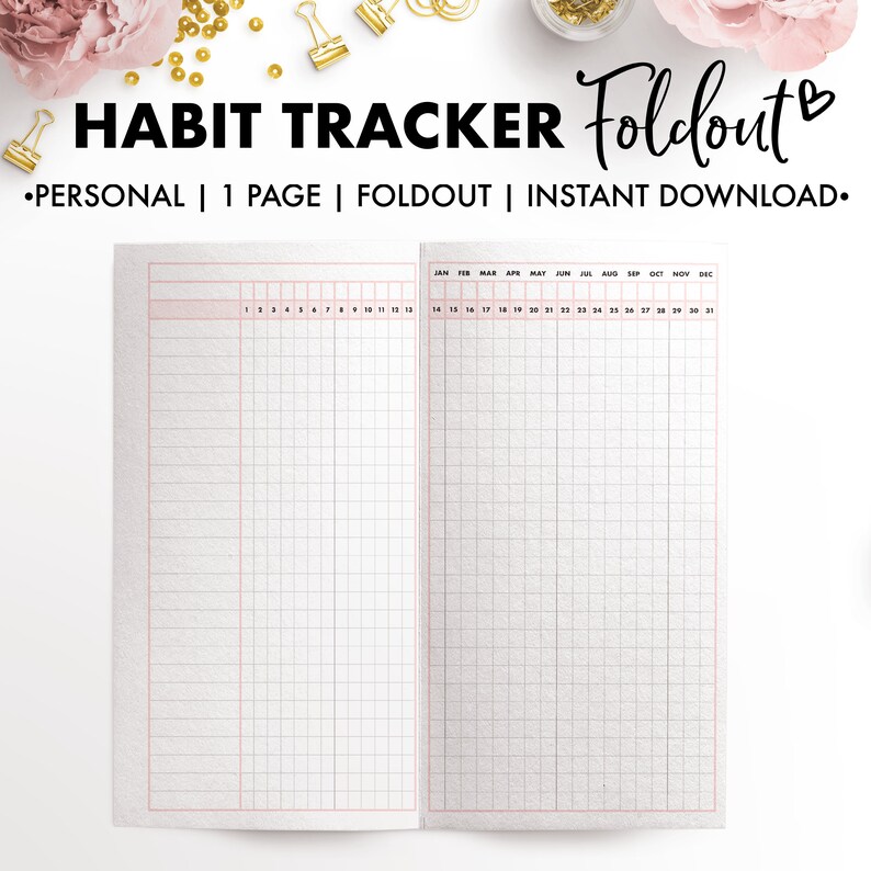 Personal Size Habit Tracker Foldout | Etsy