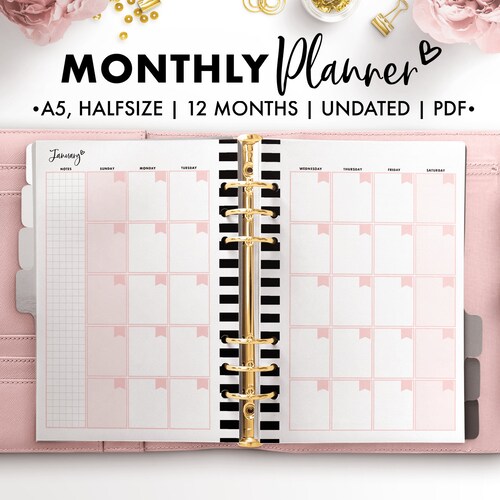 Monthly Planner Printable Insert Erin Condren Style Neutral - Etsy