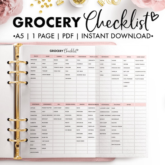 Planify Pro, A5, Grocery Checklist