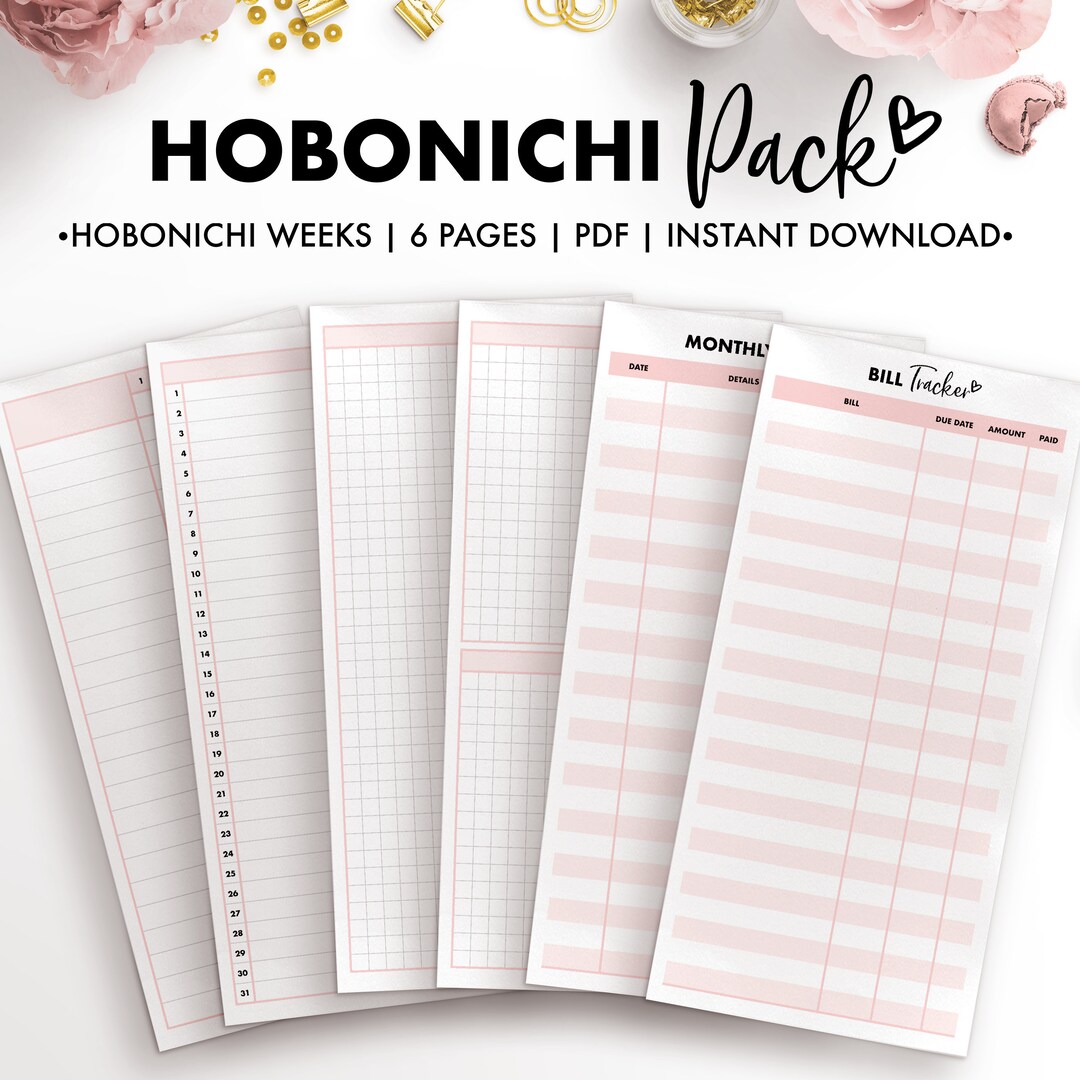 Hobonichi Weeks TN, Printable Planner Inserts Pack Etsy