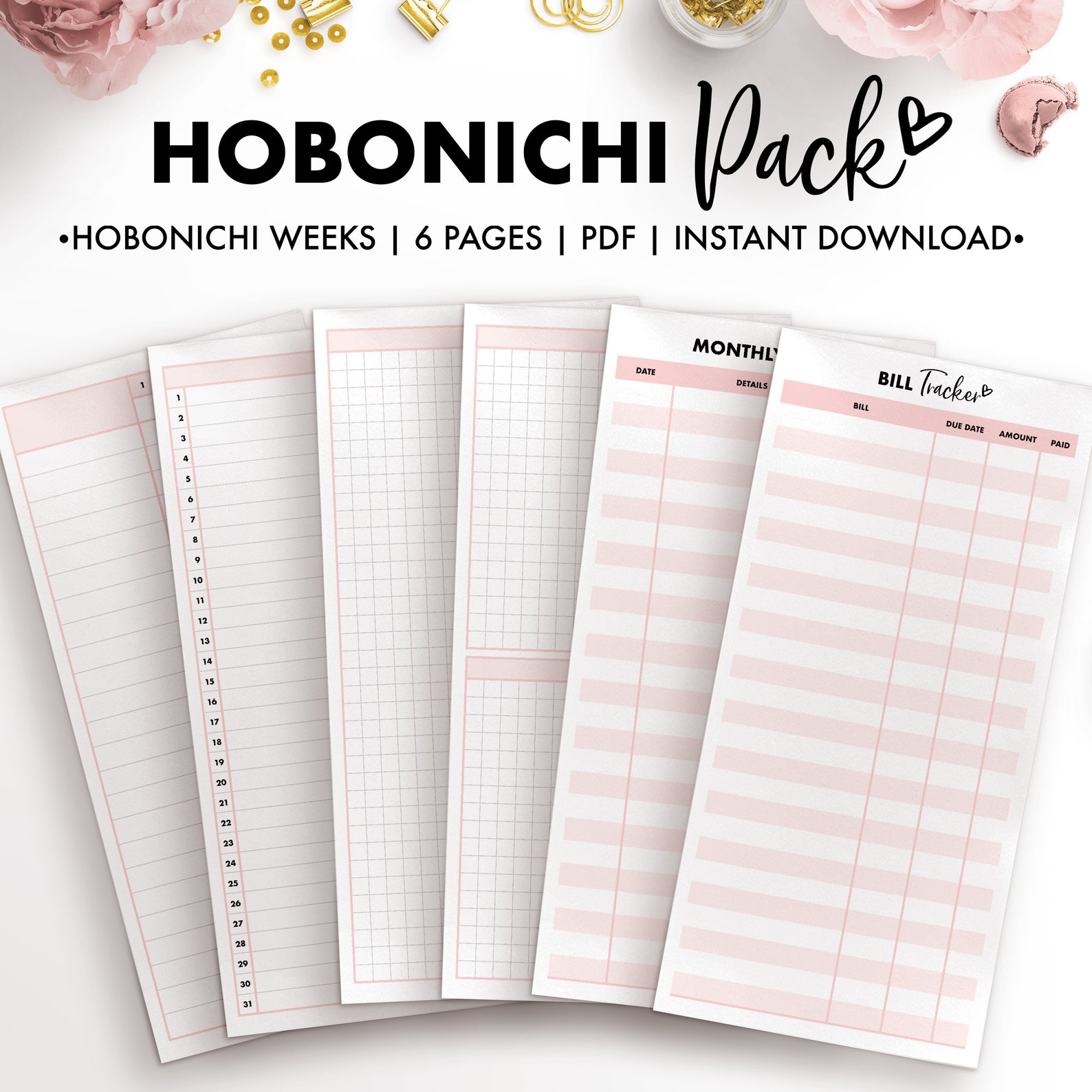 Hobonichi Weeks TN Printable Planner Inserts Pack Etsy