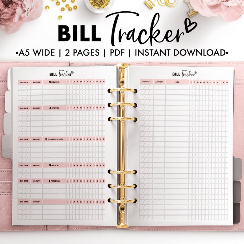 A5 Wide Bill Tracker - Etsy
