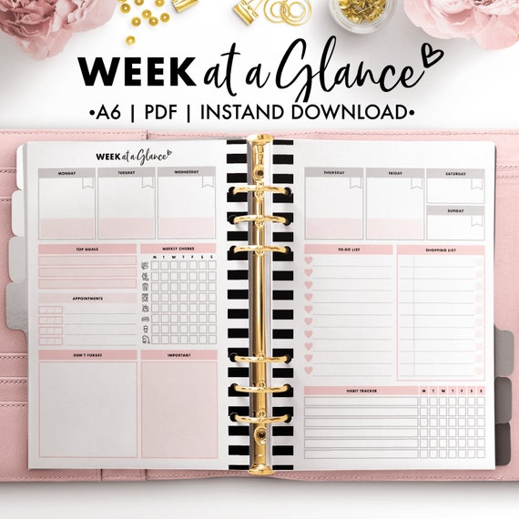 Planify Pro, A6, Week at a Glance