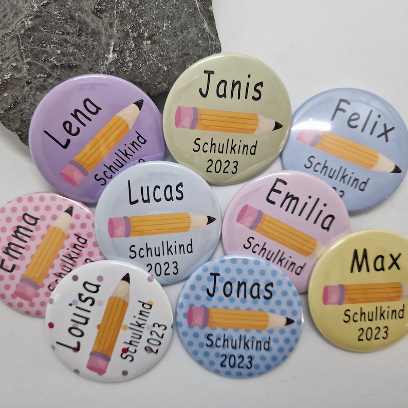 Button school child 2024 personalized with name colors to choose from, 59 mm in size image 2
