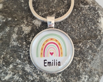 Keychain colorful rainbow personalized with name or your text