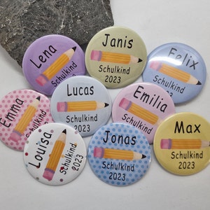 Button school child 2024 personalized with name colors to choose from, 59 mm in size image 1
