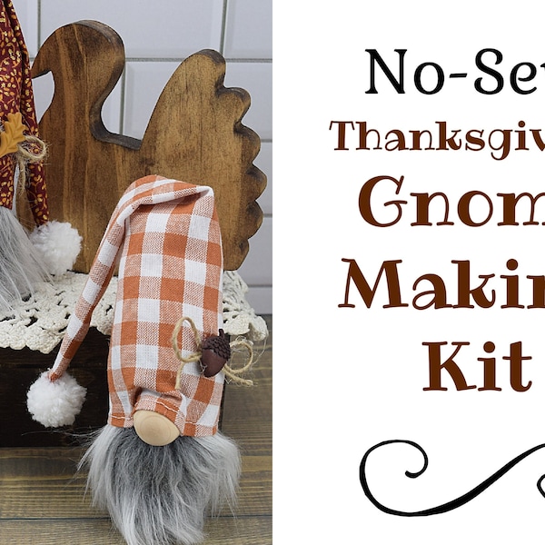 Thanksgiving DIY Gnome Kit, DIY Tier Tray Decor, Tomte Gnome Making Kit, Craft Kit for Adults, Autumn Shelf Sitter, Fall Unfinished Gnome