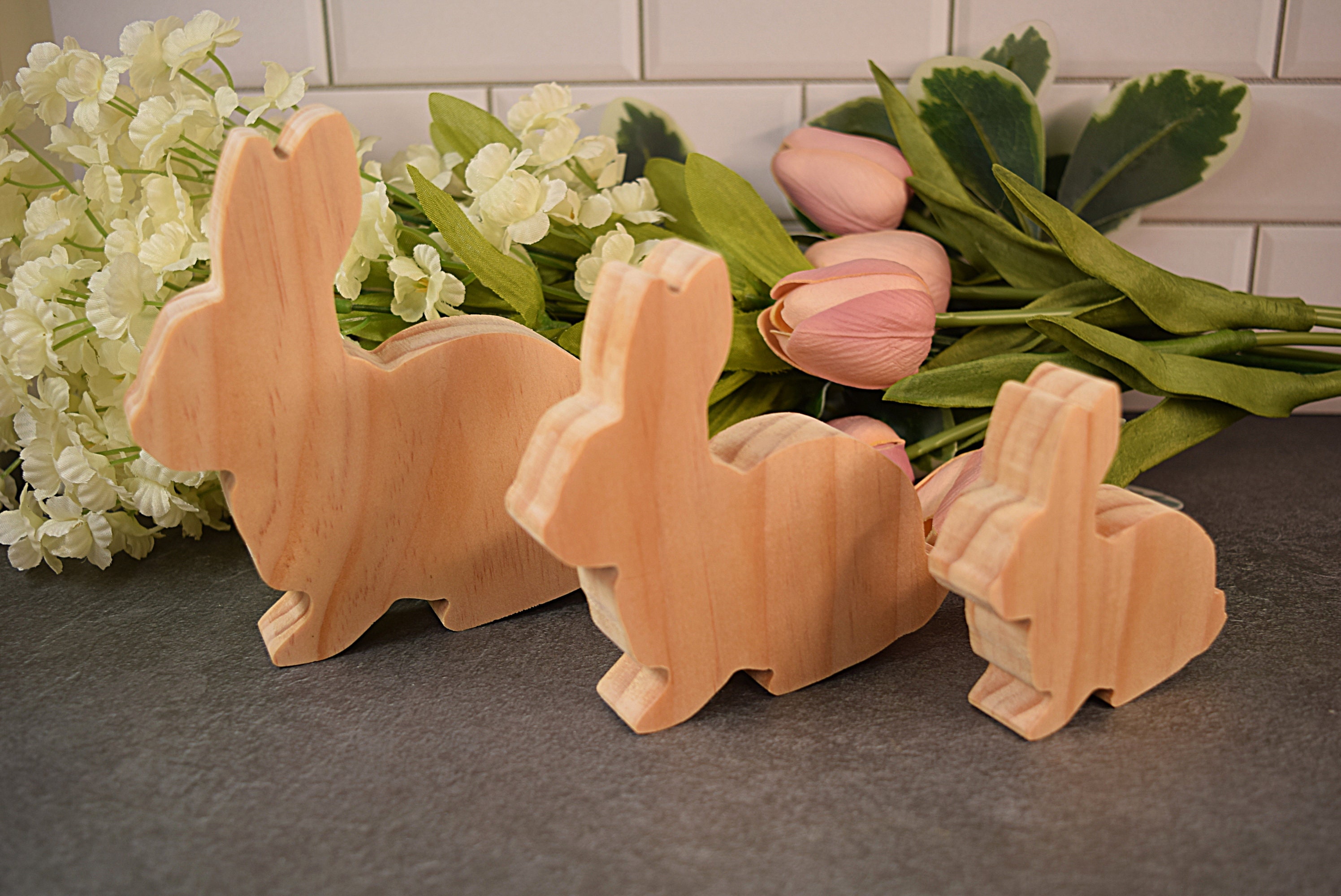 Unfinished Wood Bunny Shapes, Ready to Paint Rabbit Cutouts, DIY Wood