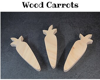 Chunky Wood Carrot Shaped Craft Wood | Set of 3 Easter Wood Cutouts for tiered tray decor | Unfinished Wood Carrots | DIY Easter Craft