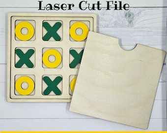 Blank Tic Tac Toe Laser Cut File, Kids Game SVG, Wooden Board Game, Commercial Use, Glowforge Vector File For Wood Laser Cutting, Craft Fair