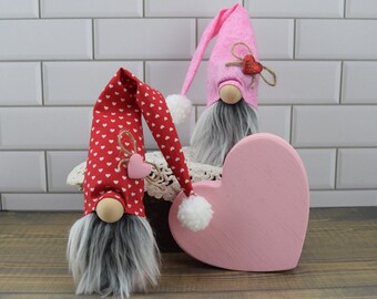 Build a Gnome Valentines Day Craft Kit for Adults,  DIY Gnome Kit, DIY Tier Tray Decor, Heart Gnome Making Kit, Tomte, Unfinished Gnome