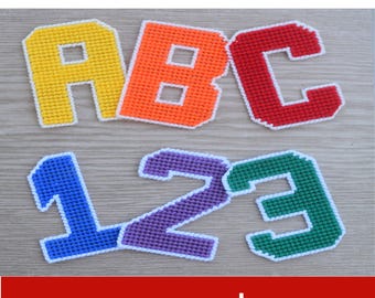 Plastic Canvas Alphabet Pattern and Numbers Bundle ~ 26 plastic canvas letter patterns & 10 Number Patterns ~ Instant PDF Download ~ magnets