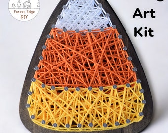 Halloween Candy Corn DIY String Art Kit, Holiday Adult Craft Project, Thanksgiving DIY Art Project, Fall Craft Kit for Teens, Autumn Decor