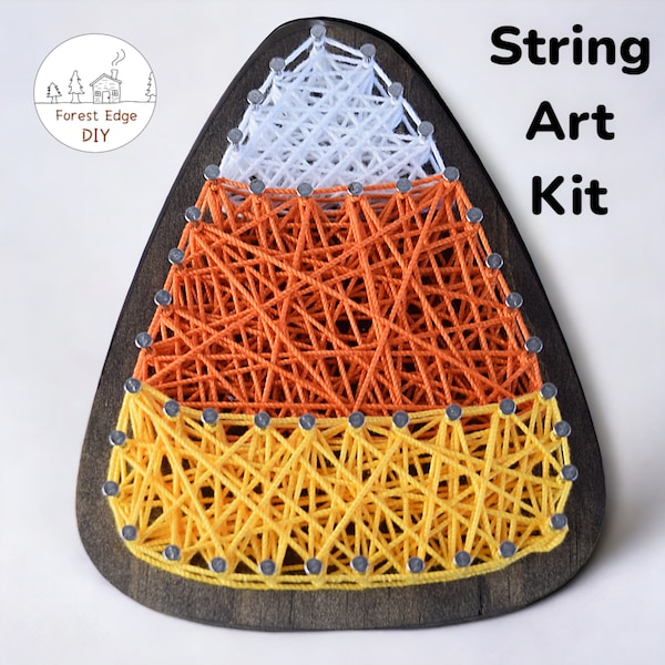 Halloween Candy Corn DIY String Art Kit, Holiday Adult Craft Project, Thanksgiving DIY Art Project, Fall Craft Kit for Teens, Autumn Decor
