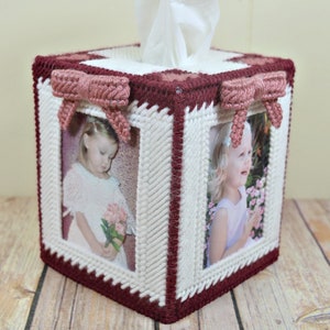 Plastic Canvas Tissue Box Cover A Heart Full of Memories Plastic Canvas Pattern Instant Download image 1