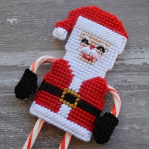 Santa Candy Cane Holder Plastic Canvas Pattern Christmas treat holder Instant PDF Download image 4