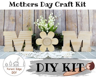 Daisy Mothers Day Craft Kit, Unfinished Wood Ready to Paint, Mothers Day Decor, Tiered Tray DIY, Gift for Mom, Daisy Decor Gift from Kids