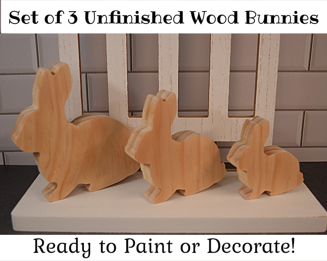 Unfinished Wood Bunny Shapes Ready to Paint Rabbit Cutouts Etsy
