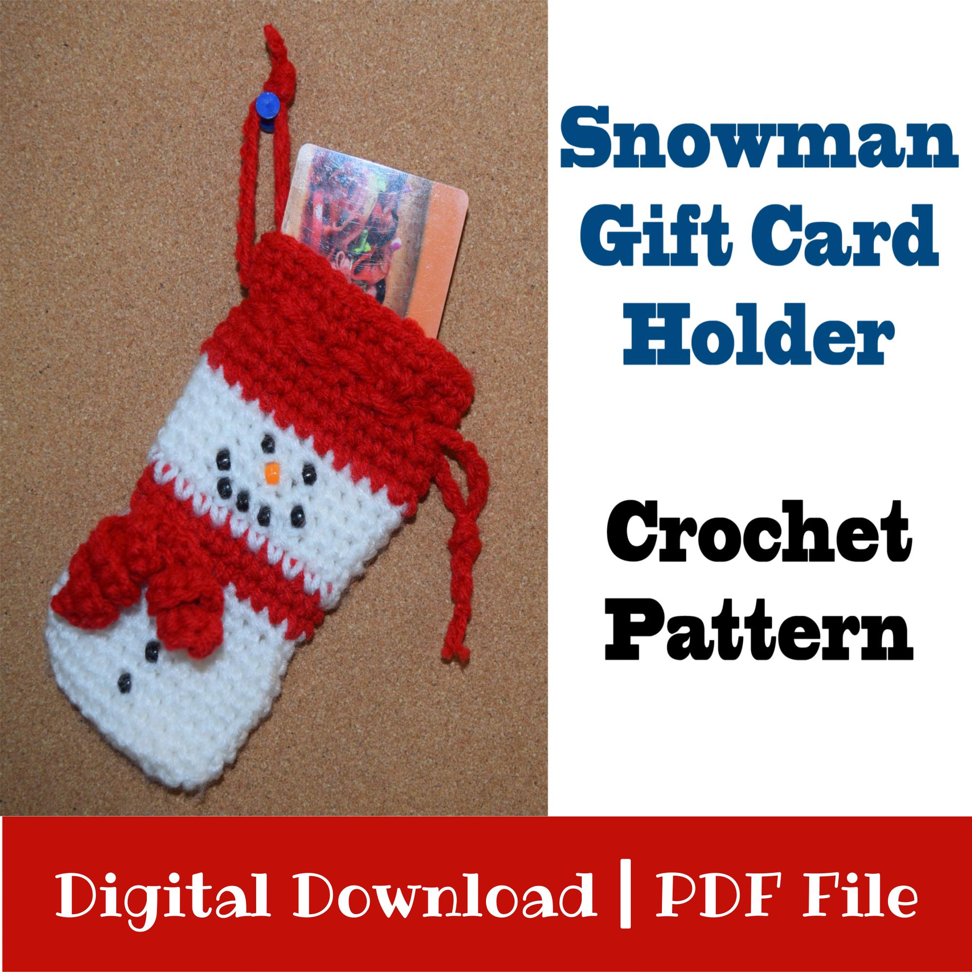 Snowman Gift Card Holder Crochet Pattern, Christmas, Winter birthday, Snowman Treat Bag, Stocking Stuffer, Christmas Party Favor for Kids