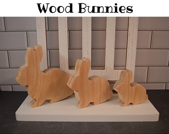 Unfinished Wood Bunny Shapes, Ready to Paint Rabbit Cutouts, DIY Wood Easter Decor, Easter Bunny Wood Craft Blank, Wooden Bunnies for Spring