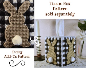 ADD ON PATTERN ~ Rustic Bunny Plastic Canvas Pattern for the Buffalo Plaid Easter Tissue Box Cover