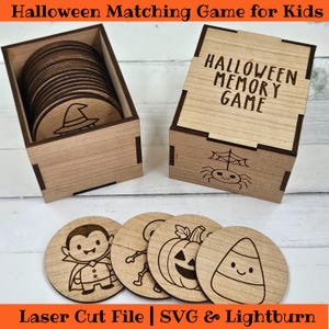 File di taglio laser di Halloween in formato SVG, gioco di abbinamento di Halloween per bambini in età prescolare, attività di apprendimento per bambini, file di taglio per uso commerciale Glowforge Lightburn