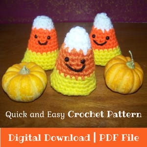 Candy Corn Amigurumi Crochet Pattern, Halloween Craft Pattern, PDF Digital Download, Quick and Easy