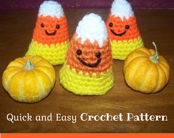 Candy Corn Amigurumi Crochet Pattern, Halloween Craft Pattern, PDF Digital Download, Quick and Easy
