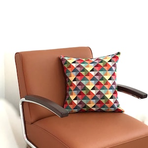 Kissen Bunt Dreieck Geometrisch Gobelin Polsterstoff mit Inlett Quadrat & Querformat 40x40, 45×45, 50×50, 60×60, 60x40 cm, Maßanfertigung