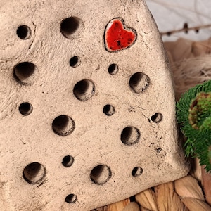 Handmade ceramic bee stone with heart