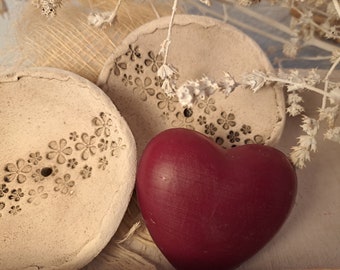 Handcrafted round ceramic soap dish