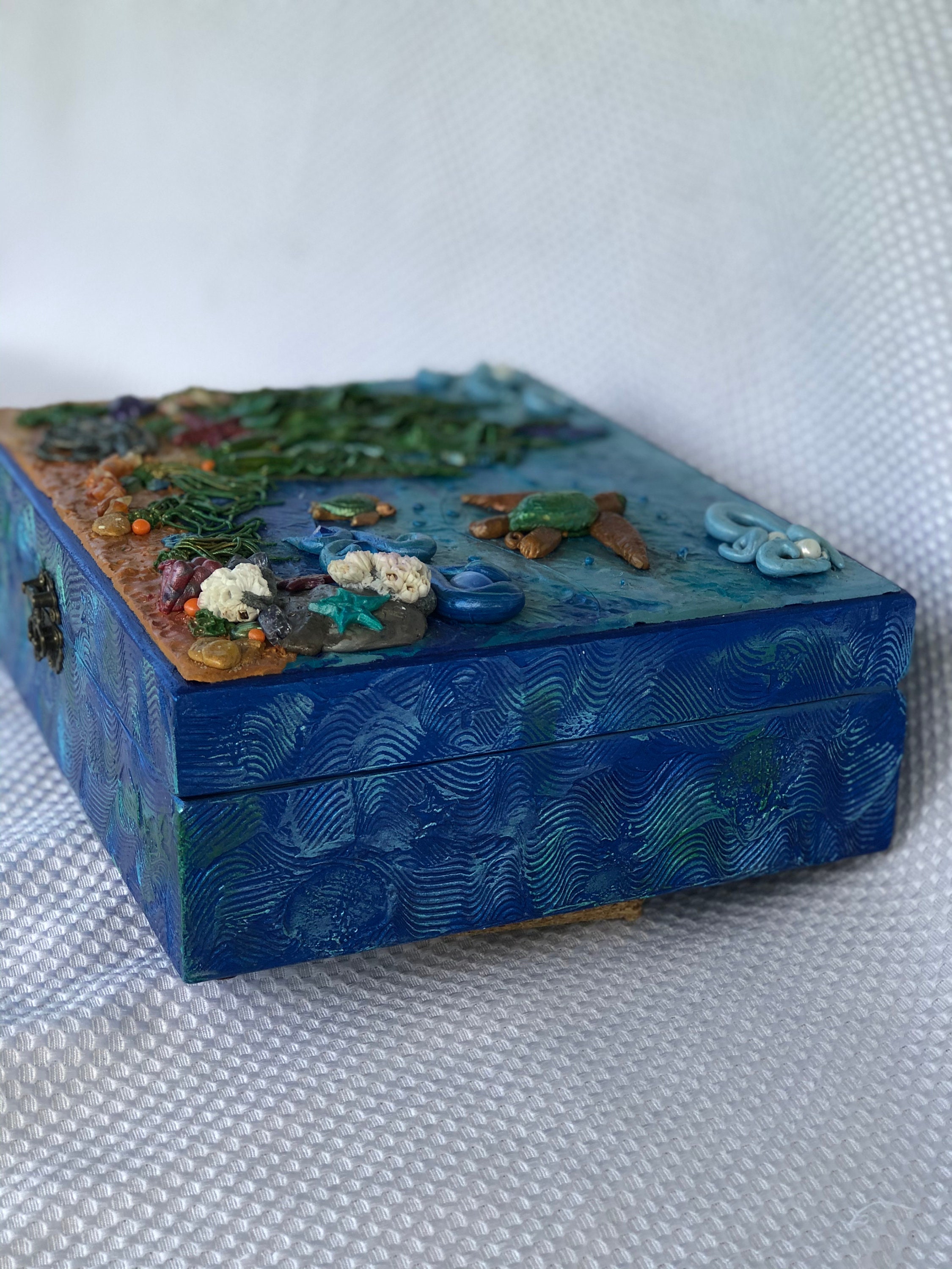 Keepsake Jewelry box Wood box Turtles Ocean Handcrafted Etsy