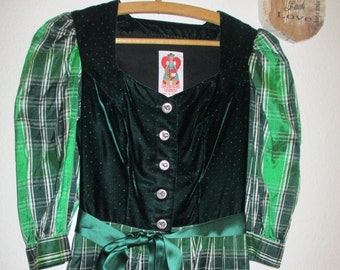 Salzburger Dirndl, Trachten, Austria, Landhaus, Samt, Seidenband, vintage, XS