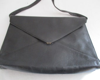 Handbag Leather 60s rockabilly Bag shoulder clutch Rite black Straps