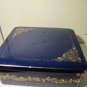 Tchibo tin can vintage antique blue, gold coffee tin