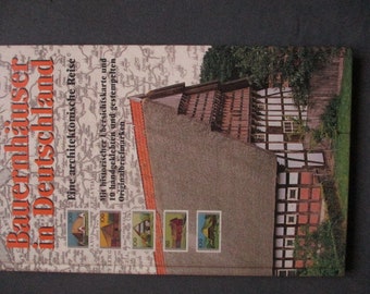 Farmhouses in Germany, architectural, travel, map, stamps, stamped, vintage, antiquarian