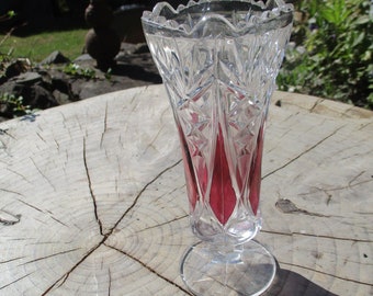 Vase cut glass, lead crystal, german red