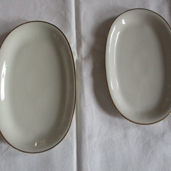 2 Servierplatten Porzellan weiß mit Goldrand Schwarzenbach, Teller, Kuchen, Fleischteller