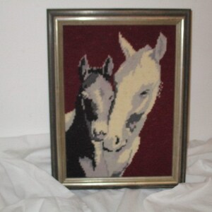 Stick image horses in wooden frame image embroidered handmade frame germman image 1