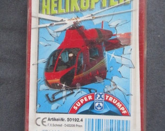 Quartett, Helikopter, Trumpf, FX Schmid, 1997, Kartenspiel, vintage, Hubschrauber, 32 karten
