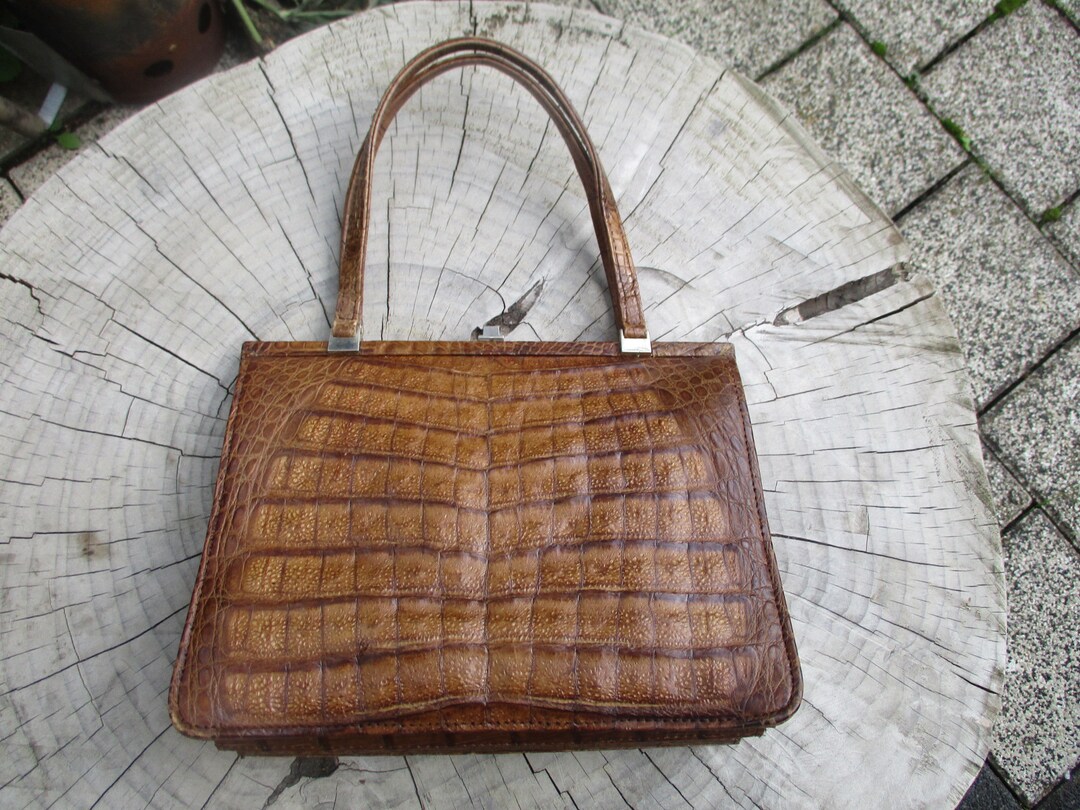 Sac à main, aspect crocodile, cuir de crocodile, vintage, années 50, 60,  sac France