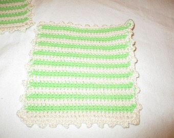 2 dishcloths, cotton zerowaste dishcloth kitchen towel rinse cloth sustainable washcloth washclothgreen green-white (3)