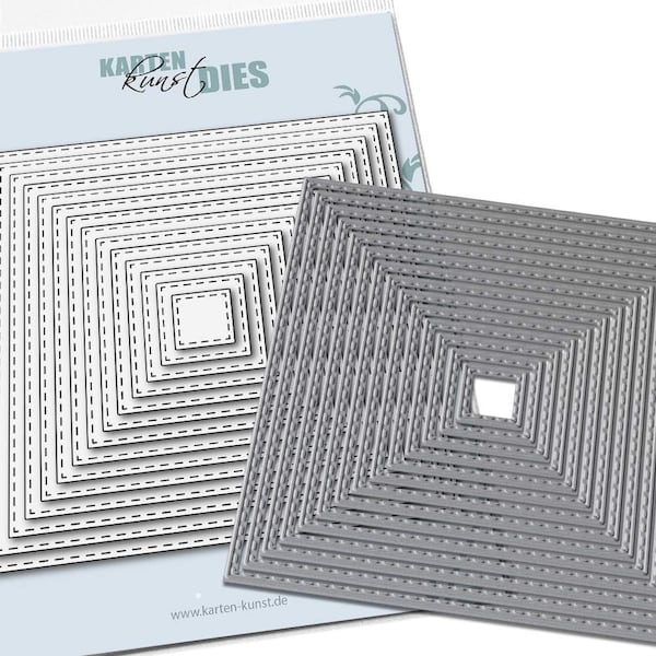 Stanzschablone - Stitched Squares  kk-D177 - Cutting Dies Stanzen Scrapbooking Karten-Kunst Grundformen Quadrate mit Nahtlinien