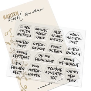 Sellos transparentes - Un montón de pequeños saludos navideños KK-0250 - tarjeta arte scrapbooking texto sello palabras refranes Navidad alemana