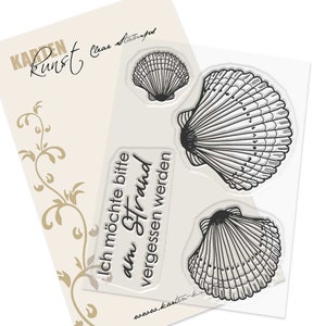 Timbri trasparenti - Conchiglie KK-0217 - Cartolina d'arte Scrapbooking Timbro con testo Timbro con motivi Parole e detti Tedesco Marittimo Spiaggia Mare