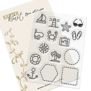Timbri trasparenti - Mini cornici al mare KK-0166 - Timbro con motivo artistico per cartoline Scrapbooking marittimo, cornice, estate, spiaggia, mare
