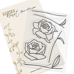 Clear Stamps - Scribble Roses KK-0167 - Card Art German Motif Stamps Scrapbooking drawn roses blossoms stems & leaves